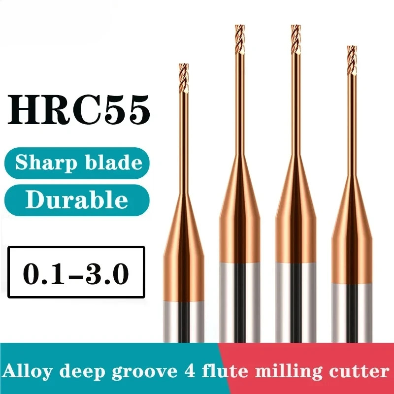 

Micro End Mill Carbide CNC Deep Long Neck Small Mini Tool 0.2 0.3 0.4 0.5 0.6 0.7 0.8 0.9 2Flutes Deep Groove Milling Cutter