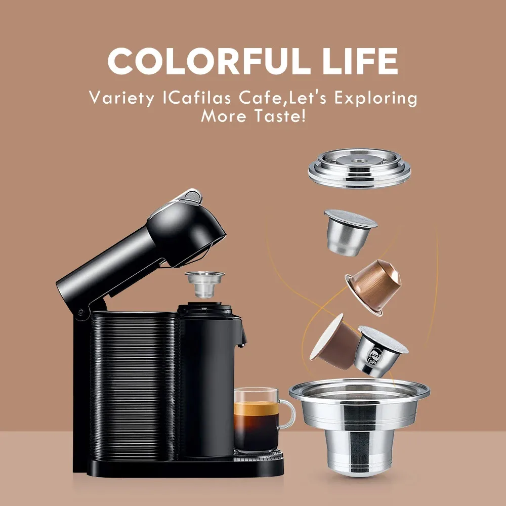 Coffee Pods Adapter Converter for Nespresso Vertuo Mahicne with Original Capsule Reusable Coffee Filters Stainless Steel Holder