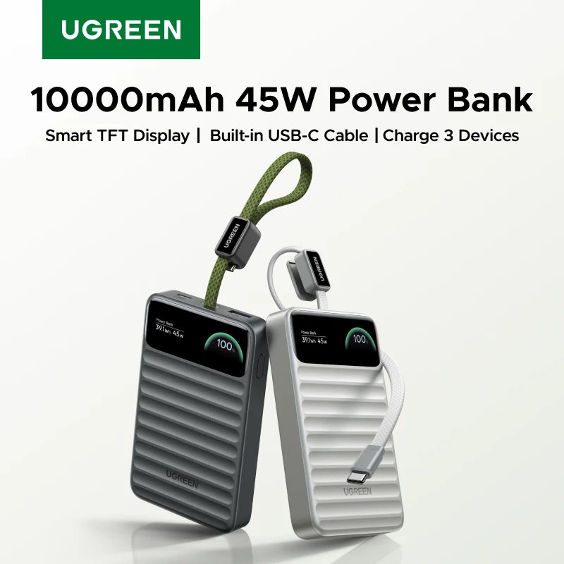【New CCC】UGREEN 45W Power Bank 10000mAh Portable PowerBank for iPhone 17 Pro Max Samsung Phone External Battery PD45W TFT Screen
