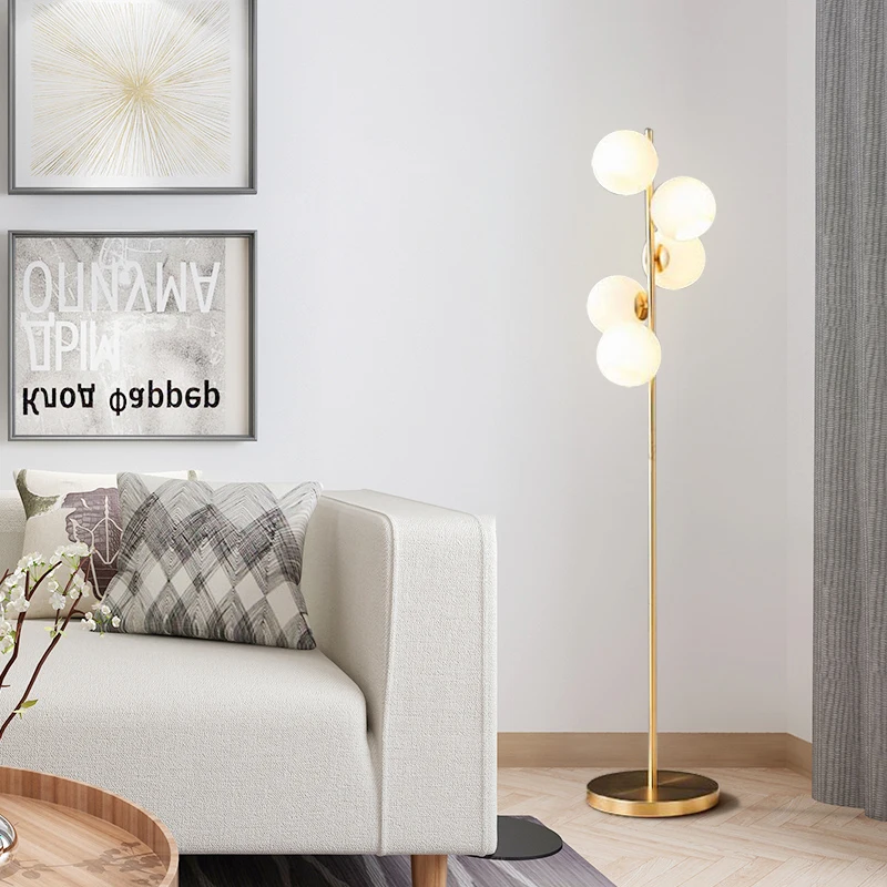 Nordic Simple LED Floor Lamps Glass Ball Standing Lamps Gold Light Living Room Bedroom Creative Art Home Decor Lighting Fixtures