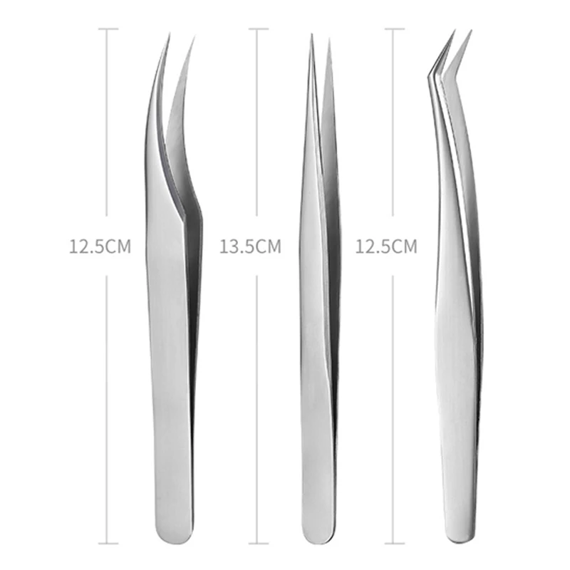 Ensemble de pincettes à cils en acier inoxydable, avec boîte, outil de greffage de faux cils de haute précision, outils de maquillage pour Extension de cils