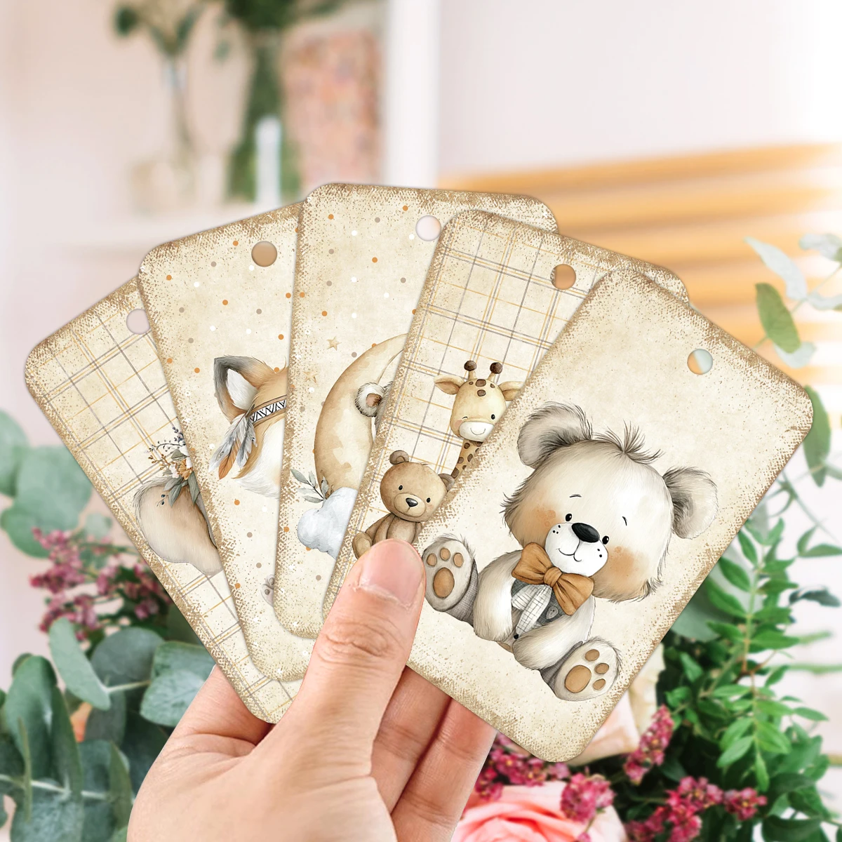 50 Stück herzfilztes Tier-Hängeetiketten mit Hanfseil, Geburtstag, Hochzeit und Geschlecht offenbaren Party-Geschenketikettenetiketten, DIY-Bastelprojekt – Detail 3