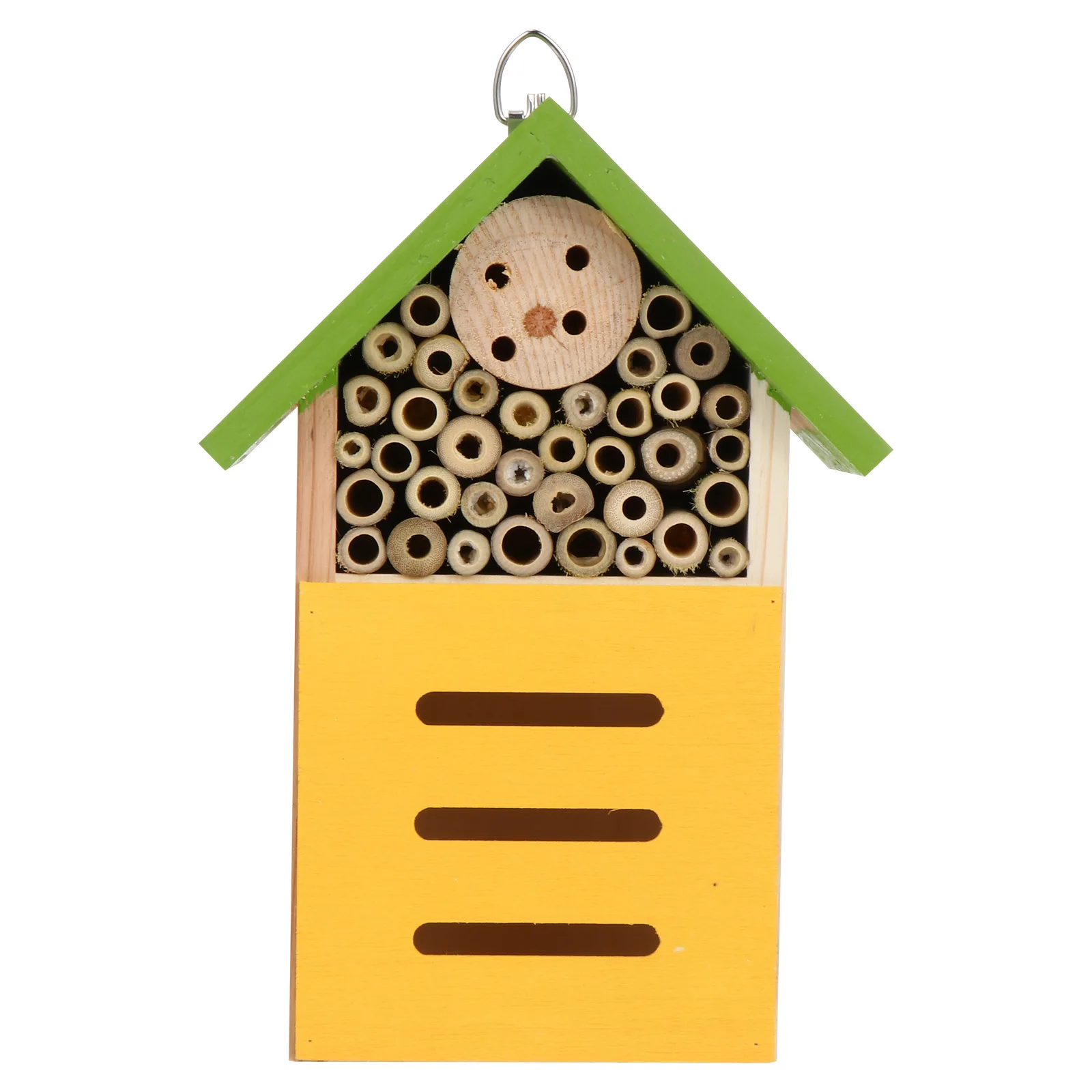 

Wooden Insect House Decorative Bee Nest Outdoor Garden Cabin Iron Hooks Easy Standing Bugs