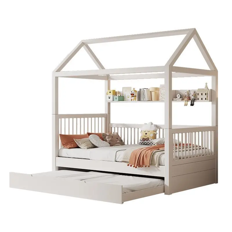 Children Castle Bunk Bed With Slide High Safety Guardrail Pink Multifunctional Toddler Double Bed