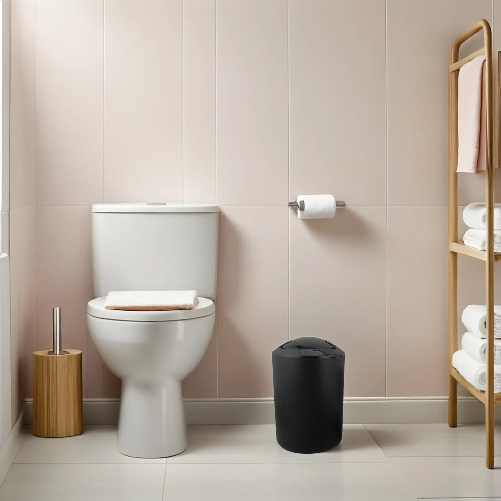

1Set Complete Bathroom Accessories Set Modern Toilet Brush Soap Dish Toothbrush Holder Trash Can Countertop Organizer Bathroom