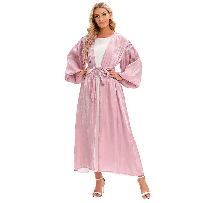 

2025 New Muslim Fashion Ropa De Mujer Envio Gratis Puff Sleeve Dress Ramadan Eid Abayas for Women Abaya Dubai Turkey wholesale