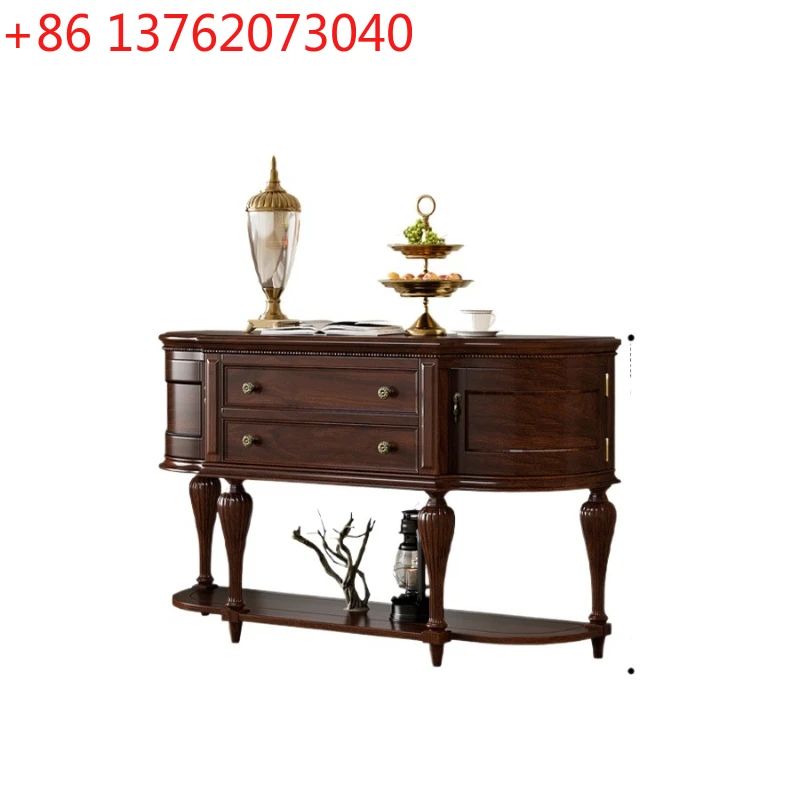

American-style entrance cabinet household all-solid wood aisle locker retro country living room semi-round wall locker