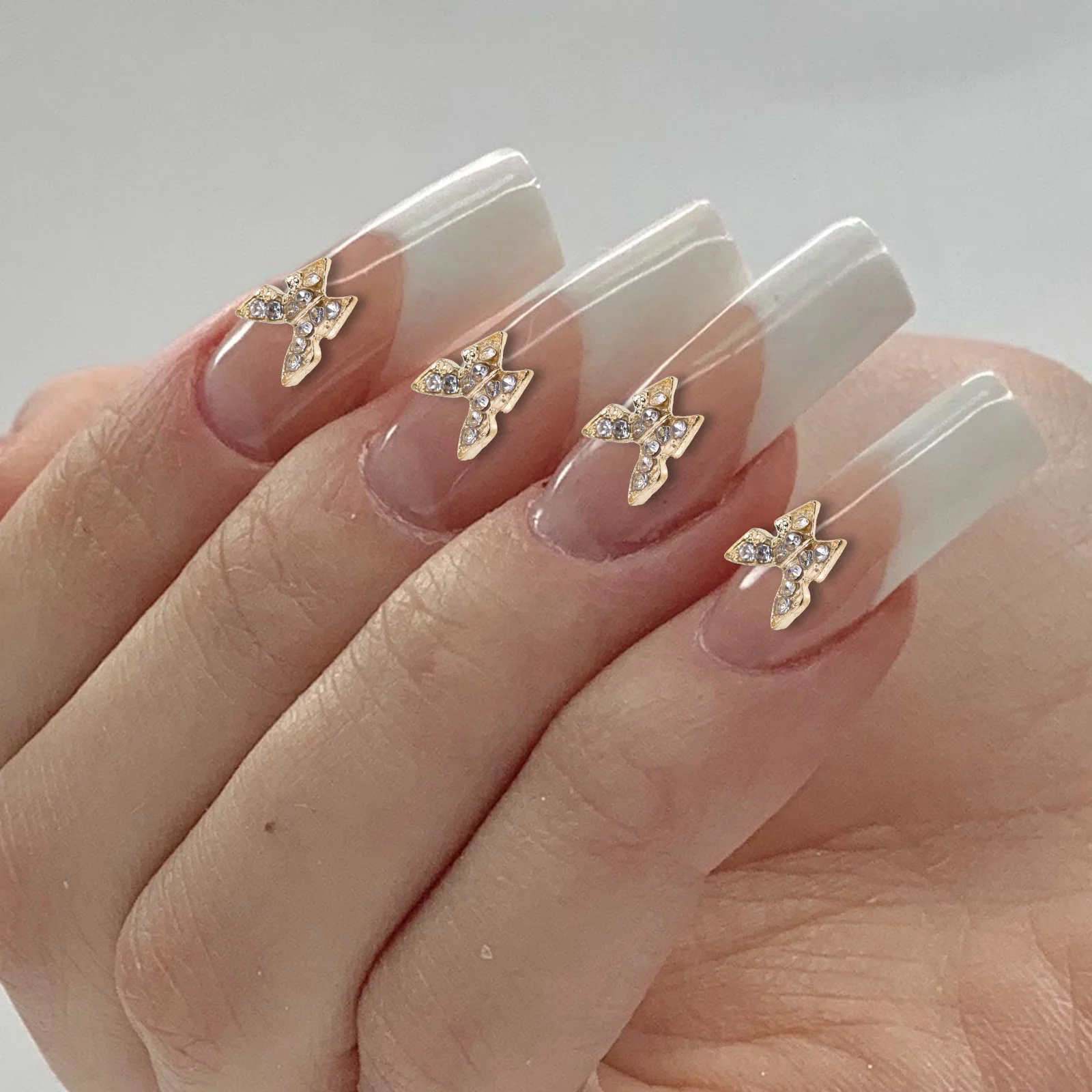 

20Pcs Stylish Butterfly Nail Art Decor Metal Alloy Rhinestones for DIY Holiday Party Wear-Resistant Elegant Nail Design