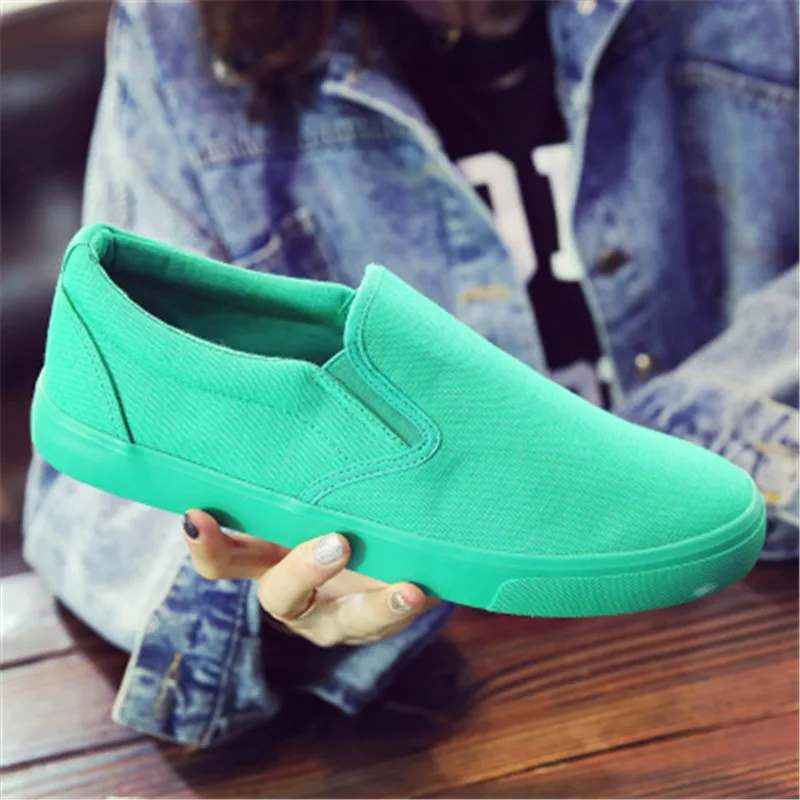 2023 Men and Women Breathable Canvas Casual Shoes Student Loafers Shoes Unisex Fashion Flat Sneaker Orange Yellow Green Footwear