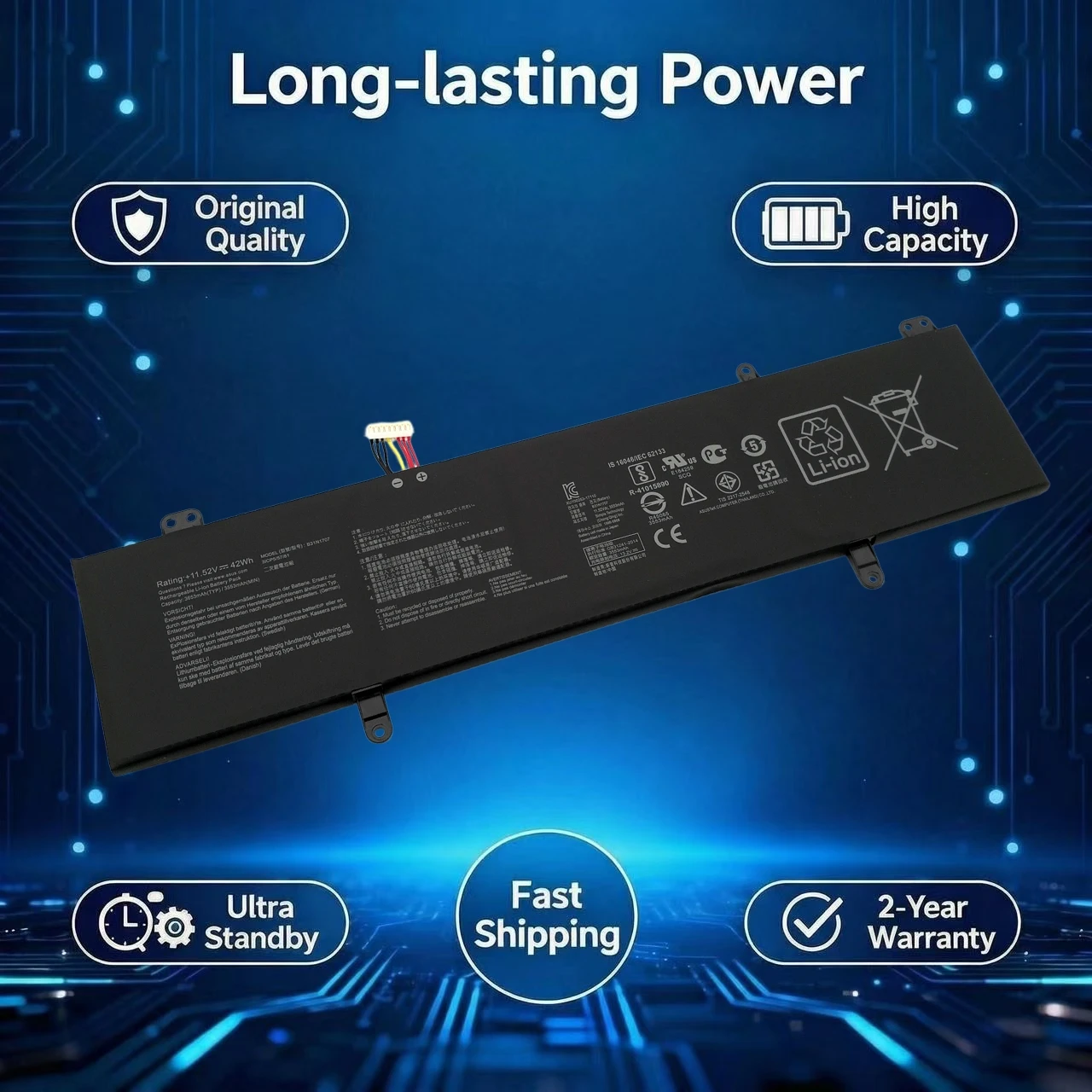 

Оригинальный аккумулятор B31N1707 для ноутбуков ASUS VivoBook S14 S410UQ S410UN S41OUN S4100V S4100VN S4200U X411UA X411UF X411UN X411UQ