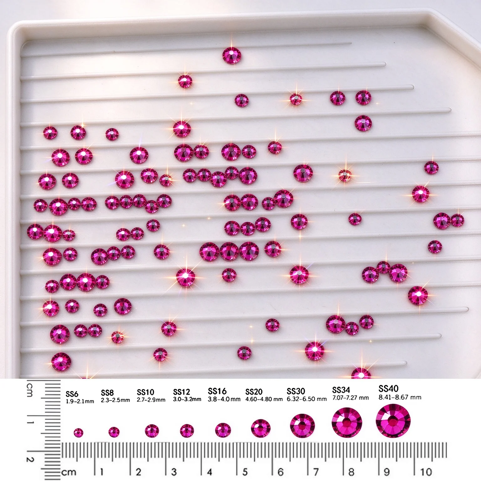 SS4-SS40 Fuchsia Rhinestone Nail Art Decorations Non Hotfix Flat Back Rhinestones Loose Stones Crystals Strass DIY Garment