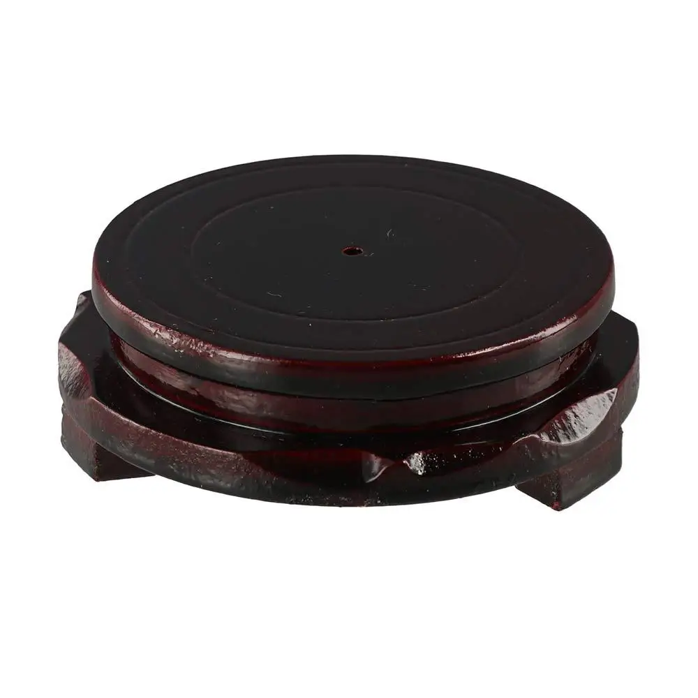 

Round Imitation Solid Wood Carved Vintage Antique Home Decoration Vase Base Stand Base Teapot Display Holder Ornament