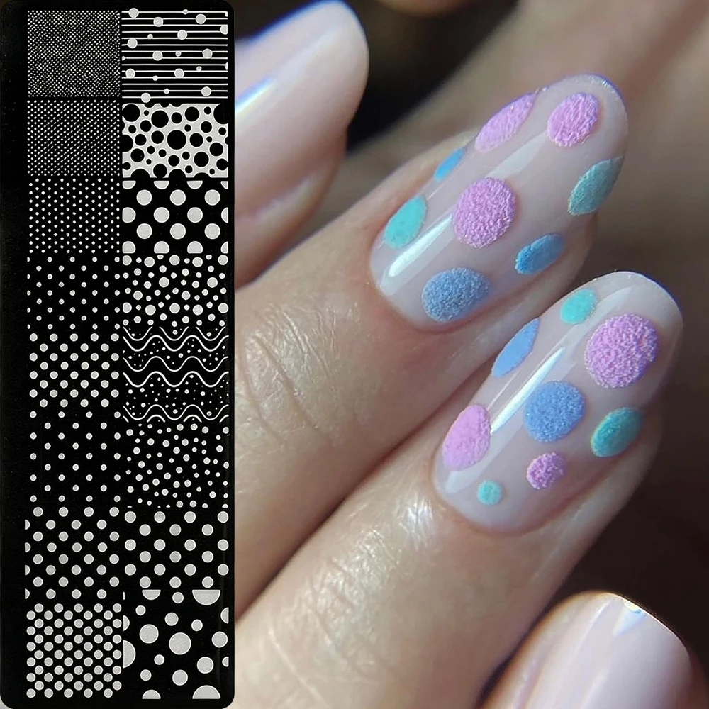 1pcs Retro Mixed-size Star Y2K Nail Art Templates Retro Large Polka Dots Nail Stamping Plate Japanese Polka Dots Line Nail Plate