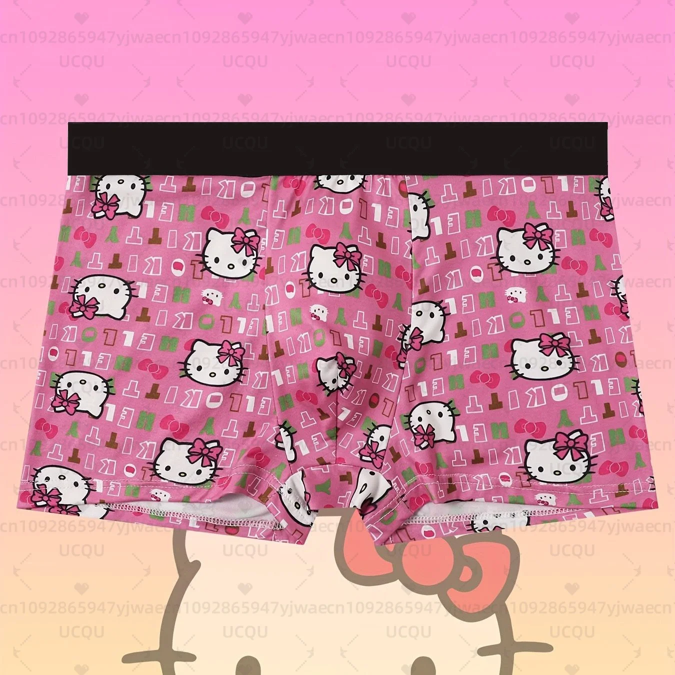 6pcs Hello Kitty Print Men's Sports Boxers Pantie Trunks Underwear Plus Size Breathable Fast Drying Underwear Women's BoxerBrief image 3
