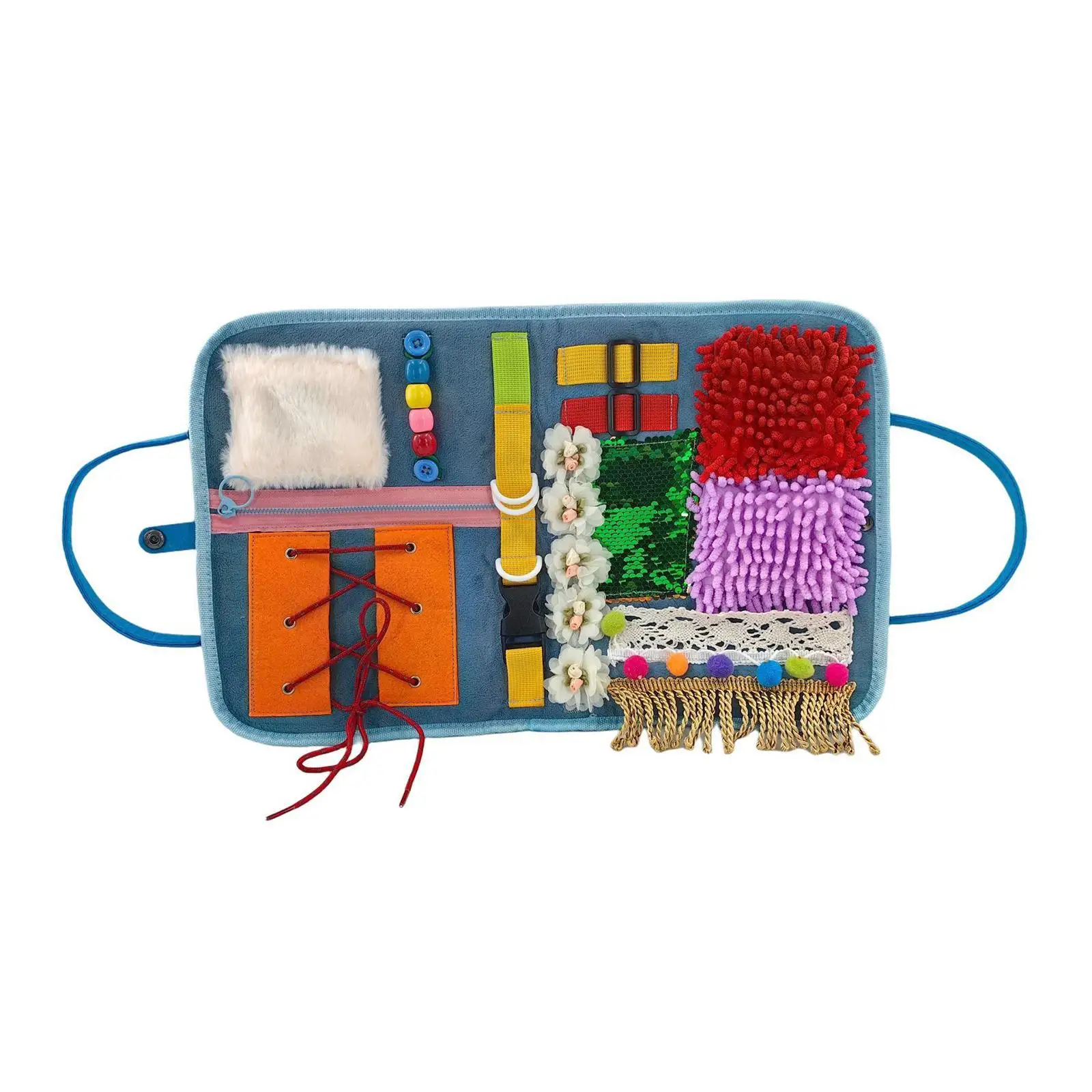 

Fidget Blanket Sensory Pad with Activities and Handle, Assorted Textured