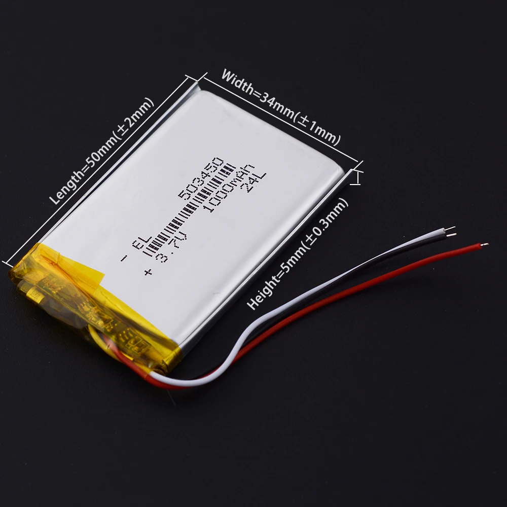 3선 1000mAh 3.7V 폴리머 리튬 배터리 리튬 이온 배터리 503450 523450 303450 403450 603450 703450 803450 903450 103450 123450