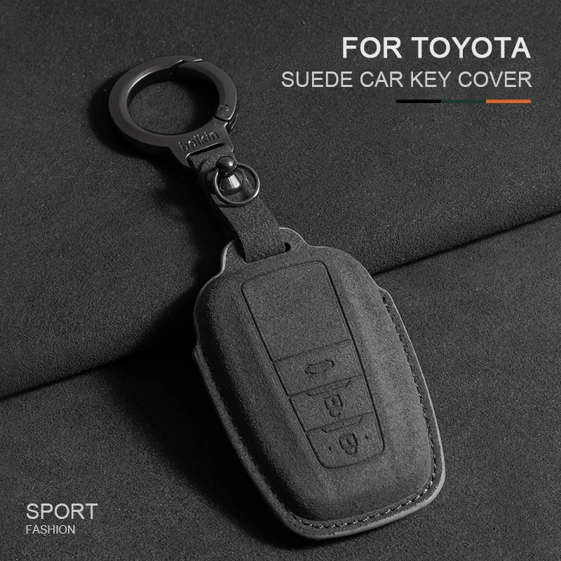

2/3 Buttons Suede Car Smart Key Case Cover For Toyota Prius Camry Corolla CHR C-HR RAV4 Land Cruiser Prado Keychain Accessories