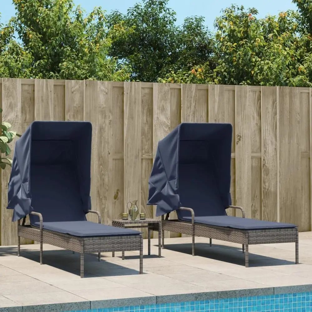 

Grey 2-Piece Outdoor Lounge Set with Adjustable Armrests, Weatherproof Rattan Chairs for Patio, Garden, Pool, Deck, and Beach