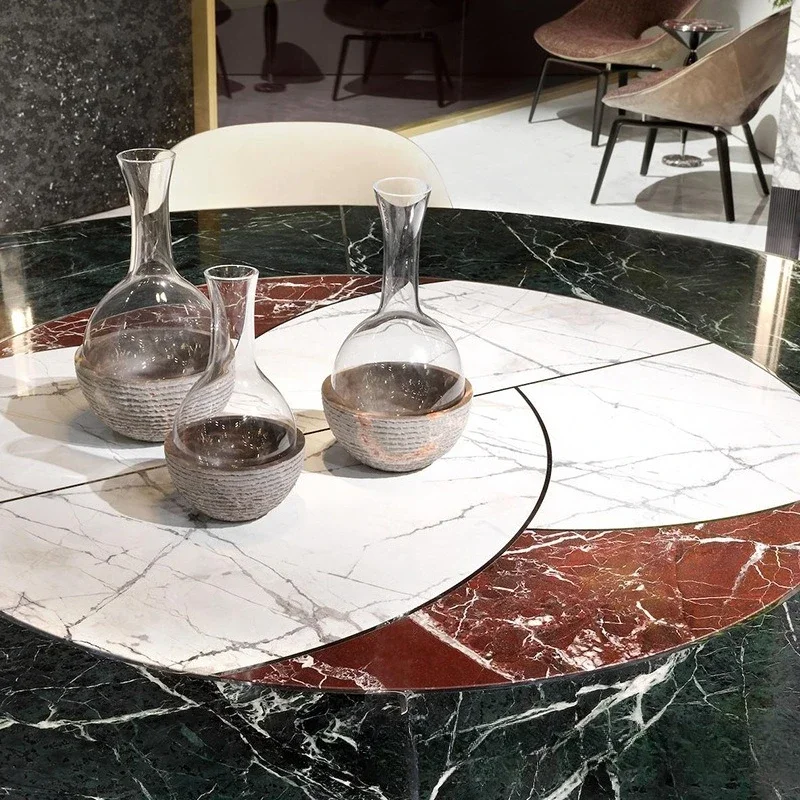 Italian light luxury post-modern dining table villa natural marble dining table high-end furniture