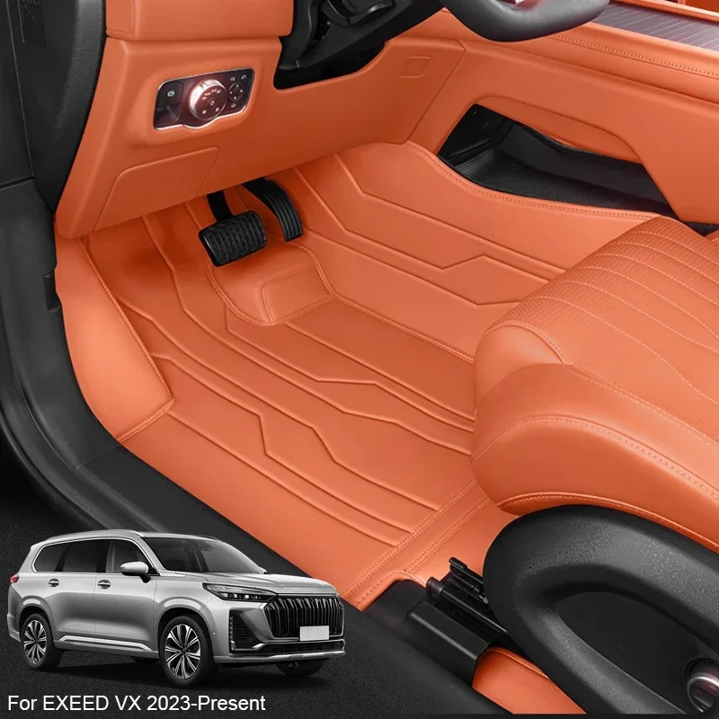 

Нескользящий автомобильный защитный коврик из кожи наппа на заказ, роскошный водонепроницаемый напольный коврик, аксессуар для EXEED VX 7SEATS, 2023-Present