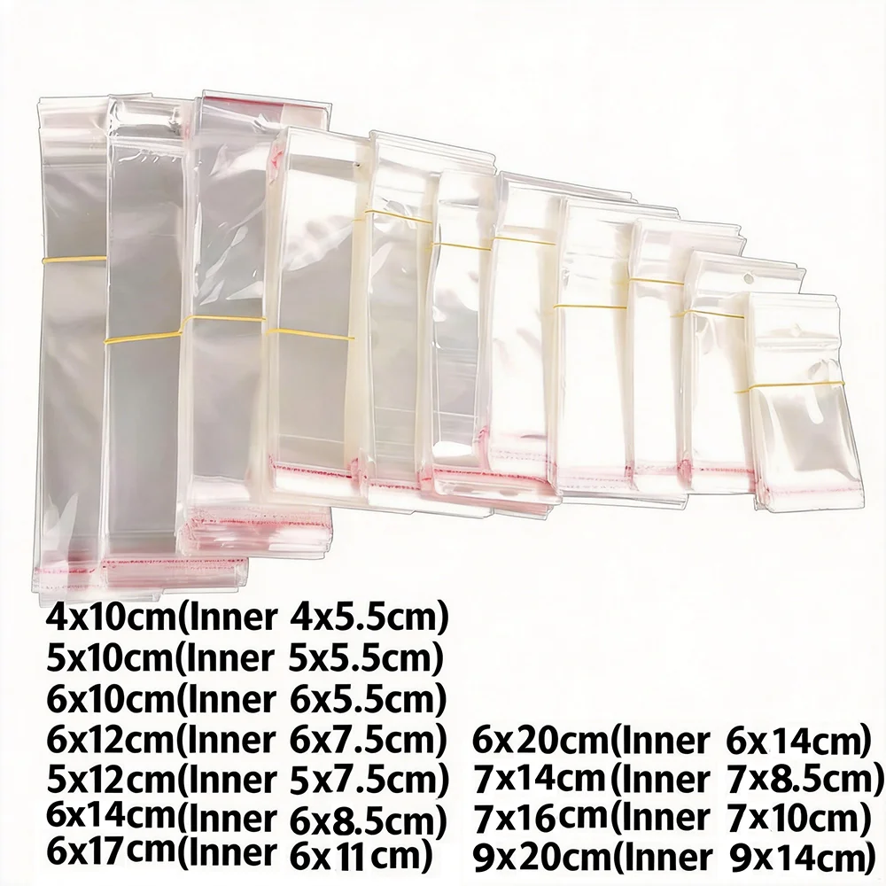100-50Pcs Transparent card head Self Adhesive Plastic Bags Packaging Sealing Cellophane Bag For Jewelry Gift Packaging Wholesale