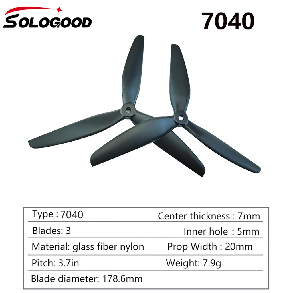 

4 пары SoloGood 7040 7 дюймов 3 Лопасти 7X4X3 CW CCW Стекловолоконный нейлоновый Пропеллер для RC FPV гоночного квадрокоптера