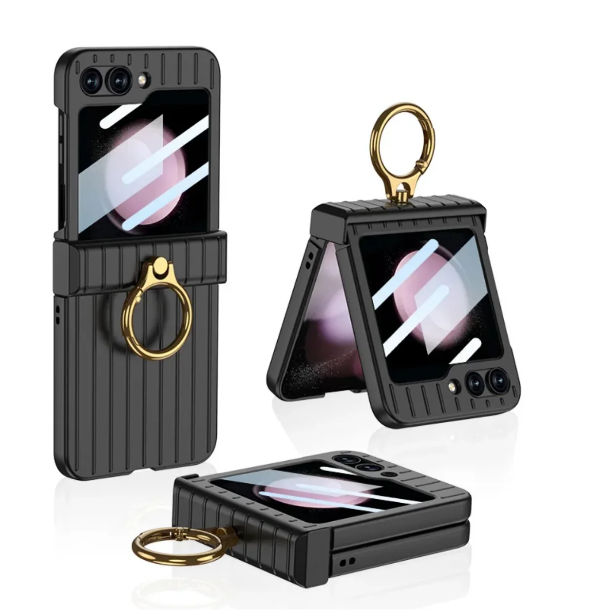 

Folding screen hinge travel case ring for Samsung Z Flip5 solid color anti-fall shell film protective case