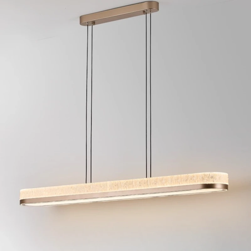 

Современные подвесные светильники с металлическим блеском и длинной полосой для ресторана, простой креативный художественный декор, светильники для столовой, гостиной