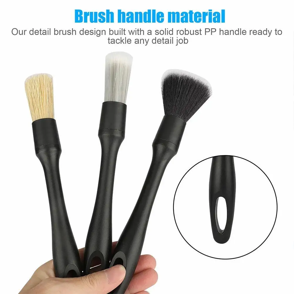 

3PCS Car Detailing Brush Set Super Soft With Synthetic Bristles Car Dashboard Dust Air Outlet Detailing Brush Clean Accessories