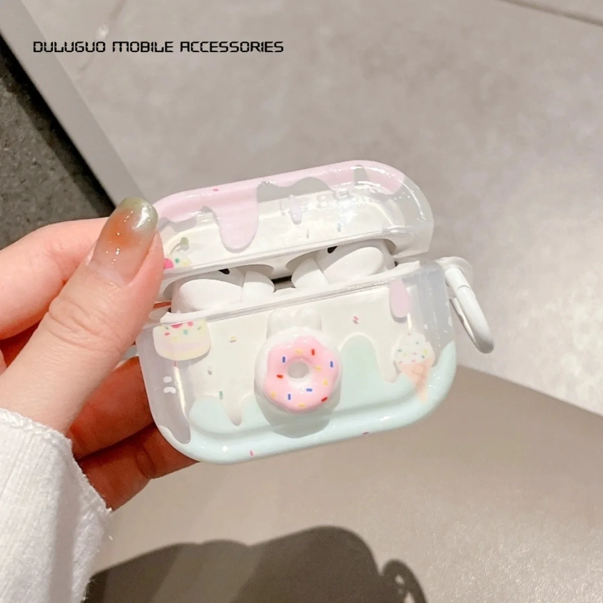 Sweet Bread Donuts Earphone Case Suitable for AirPods 1/2 Pro2 3 Photo Frame 3D Soft Case Girls Women Earphones Accessories