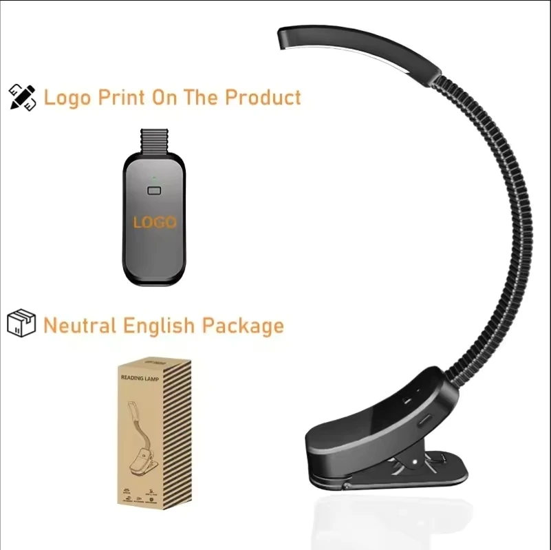 Rechargeable USB Blue Light Blocking Book Light Clip on Amber LED Reading Lamp Eye Healthy Stepless Dimming for Nighttime