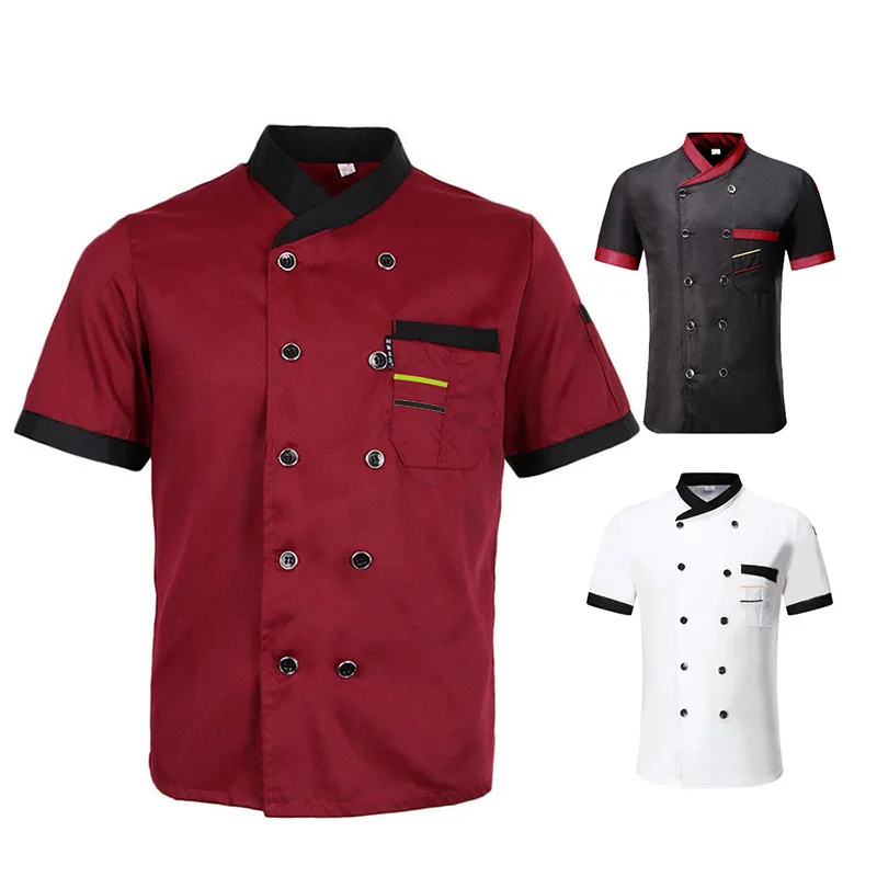 Uniform For Hotel Restaurant Catering School Short Sleeve Shirt Top Fashionable Chef Work Clothes For Men Stylish Short Sleeve