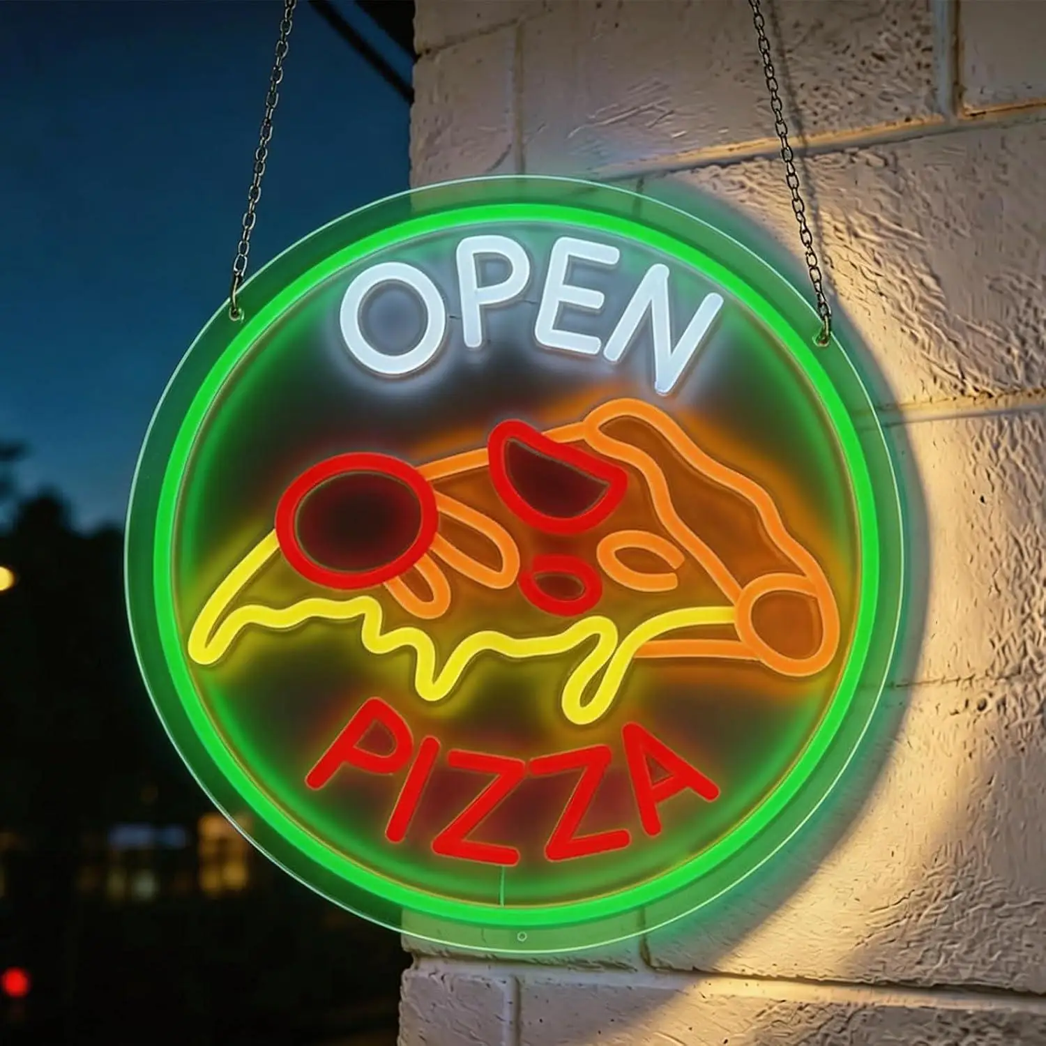 Pizza Open Neon Sign USB Dimmable LED Neon Light for Pizzeria Restaurant Cafe Snack Bar Italian Food Business Storefront Sign