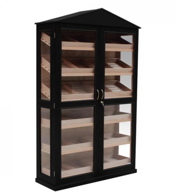 Custom.Rauchgeschäftsschrank mit Luftbefeuchter, spanischer Zigarrenvitrine aus Holz, Doppeltür, Zigarren-Humidor-Schrank