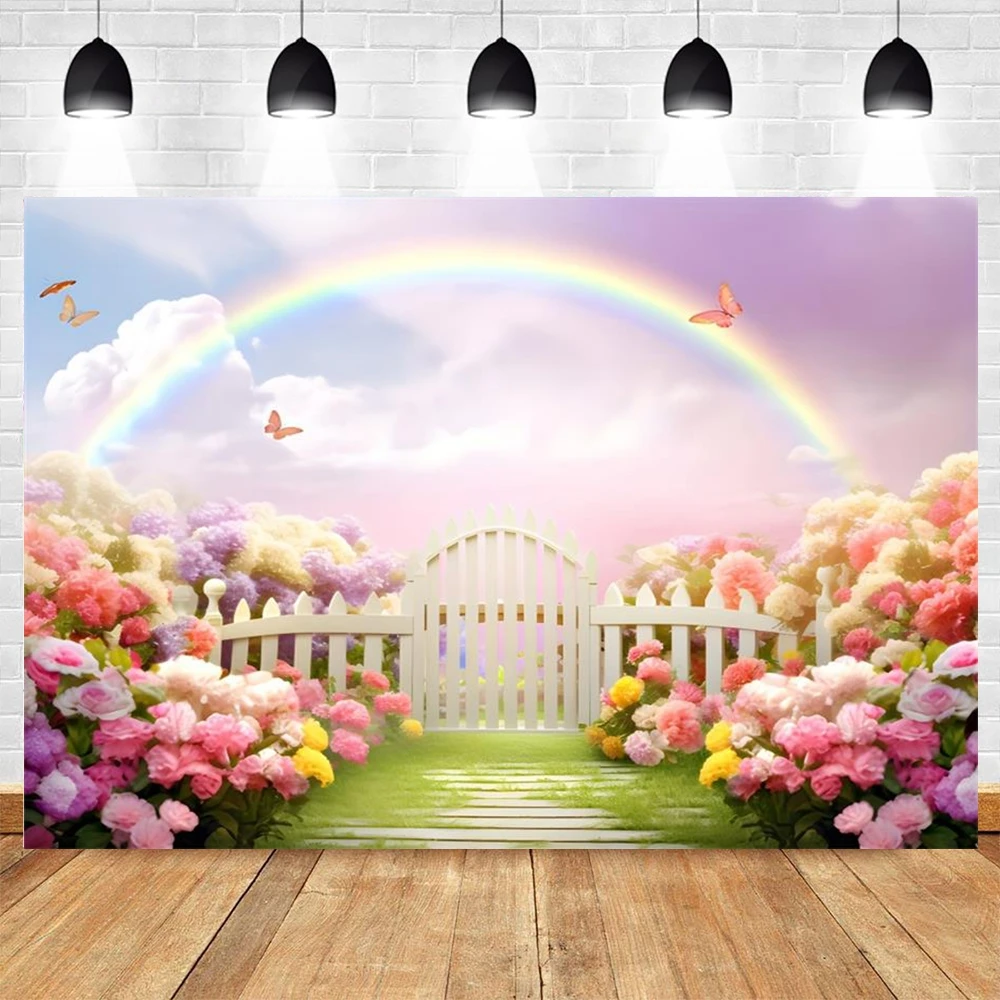 Spring Natural Scenery Photography Backdrop Blooming Flower Garden Forest Landscape Baby Birthday Wedding Photo Background Decor