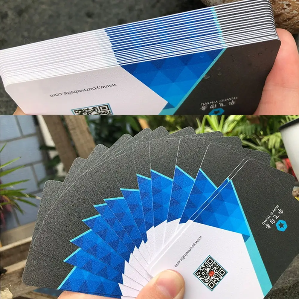 Tarjetas de visita de PVC personalizadas, tarjeta de visita redonda de Instagram, Cornor para oficina, diseño gratuito, código QR, resistente al