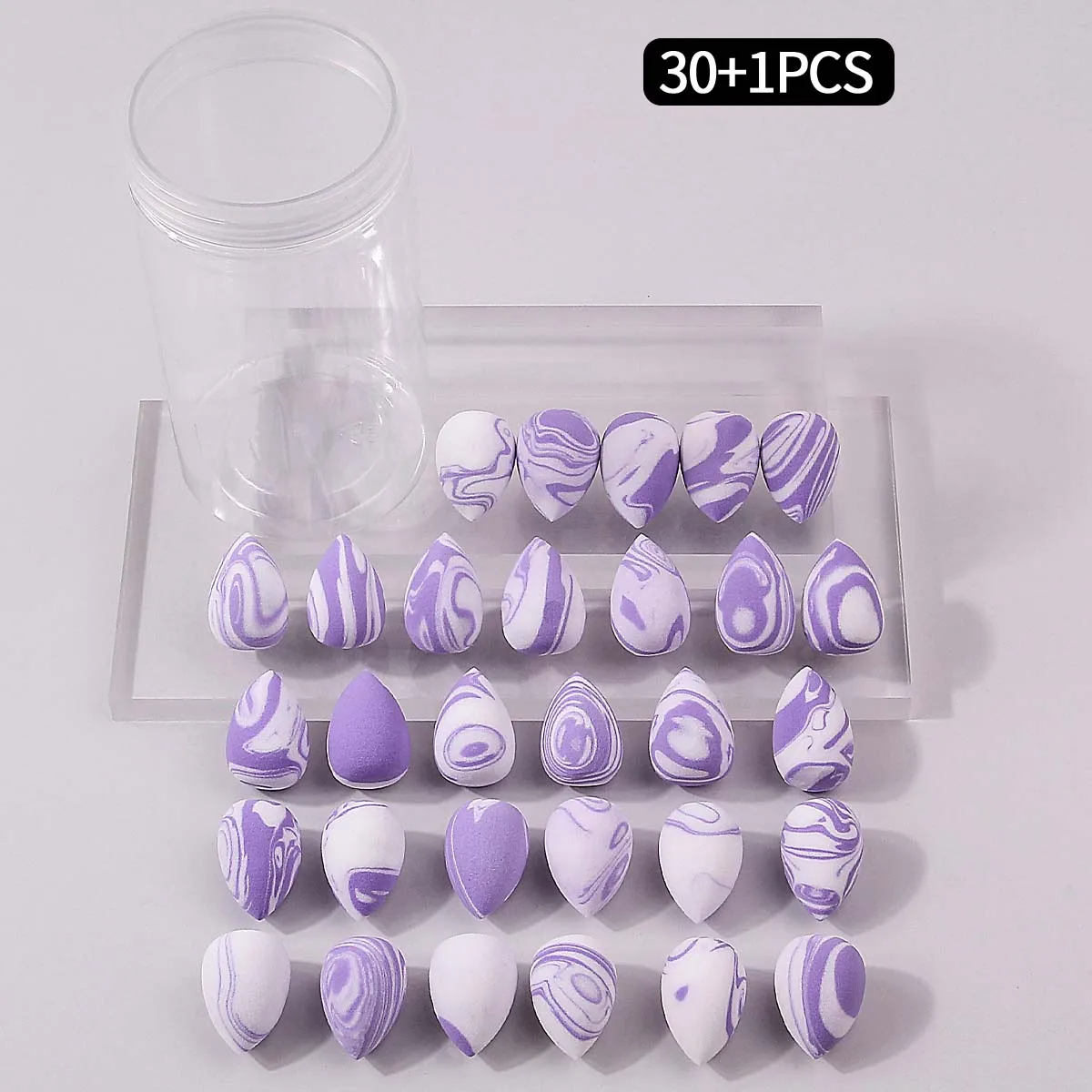 30-teiliges Box-Make-up-Schwamm-Set mit Vorratsglas und Mixer-Werkzeug – ultraweiche Concealer-Mischschwämme, tragbares Reise-Kosmetik-Set