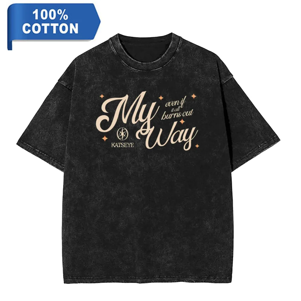 

New Fashion KATSEYE Merch Washed TShirts Women Men Cotton Oversize O-Neck Tee Tops Streetwear Unisex Vintage T-Shirt