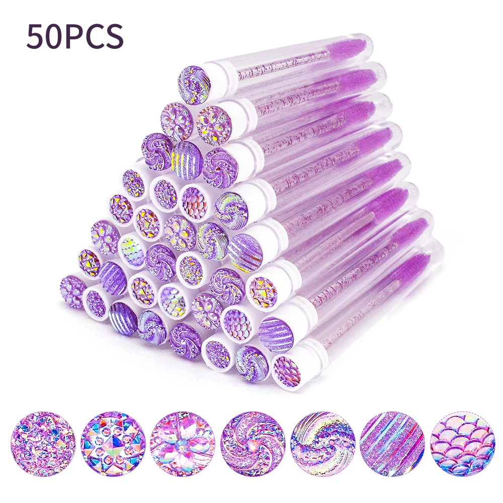 10/50Pcs Disposable Eyelash Brush Reusable Eyelashes Brush Tube Mascara Wands Tubes Dust-proof Lash Spoolies Storage Makeup Tool