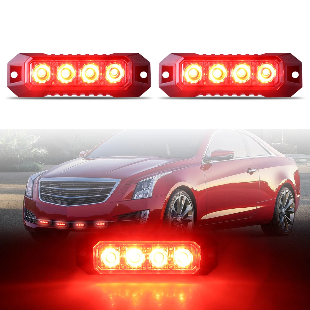 

2 шт., 4 светодиода, автомобильная универсальная аварийная стробоскопическая красная сигнальная решетка с функцией, имеет 17 режимов, используется для автомобилей/прицепов/фургонов/грузовиков