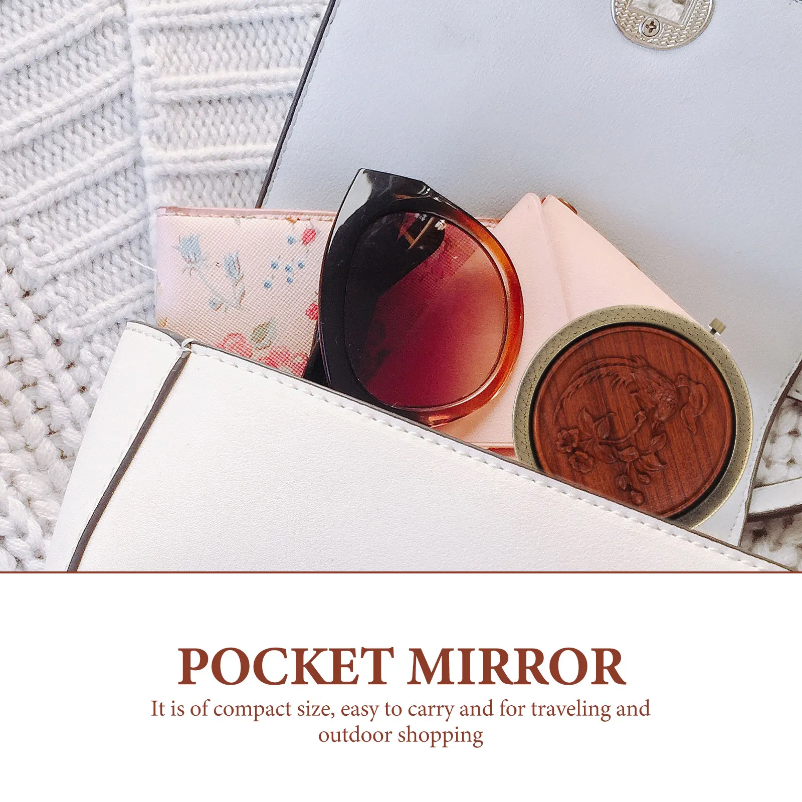 Retro Vanity Mirror Folding Small Makeup Mirrors Vintage Compact for Women Handheld Travel