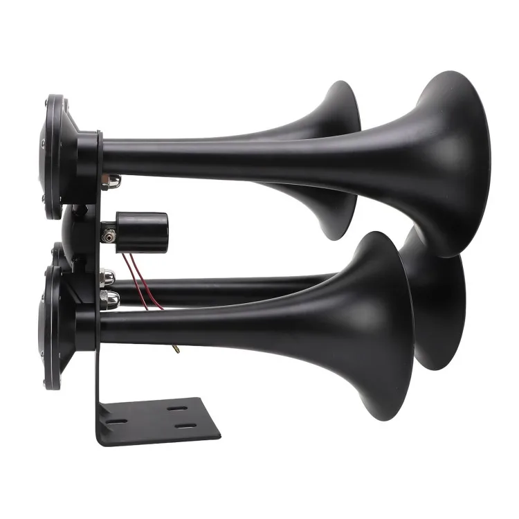รถไฟฮอร์น Superior Loud Sound Chrome DC 12V 24V 4 ทรัมเป็ต Air Horn Kit สําหรับรถบรรทุกเรือรถบรรทุกเรือยอชท์