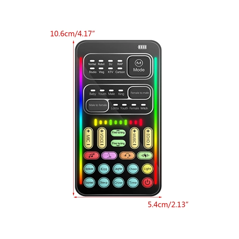 Live Sound Card Mini Efeito Áudio Portátil Voice Changer Telefone PC Tablet Speaker Device 8 Sound Changes Karaoke Tool