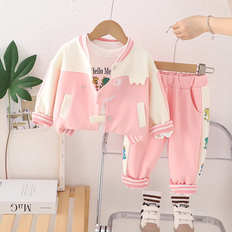 

2024 Toddler Fall Clothes Outfits for Baby Girl 1 To 2 Years Casual Cardigan Coats + White T-shirts + Pants Childrens Clothing