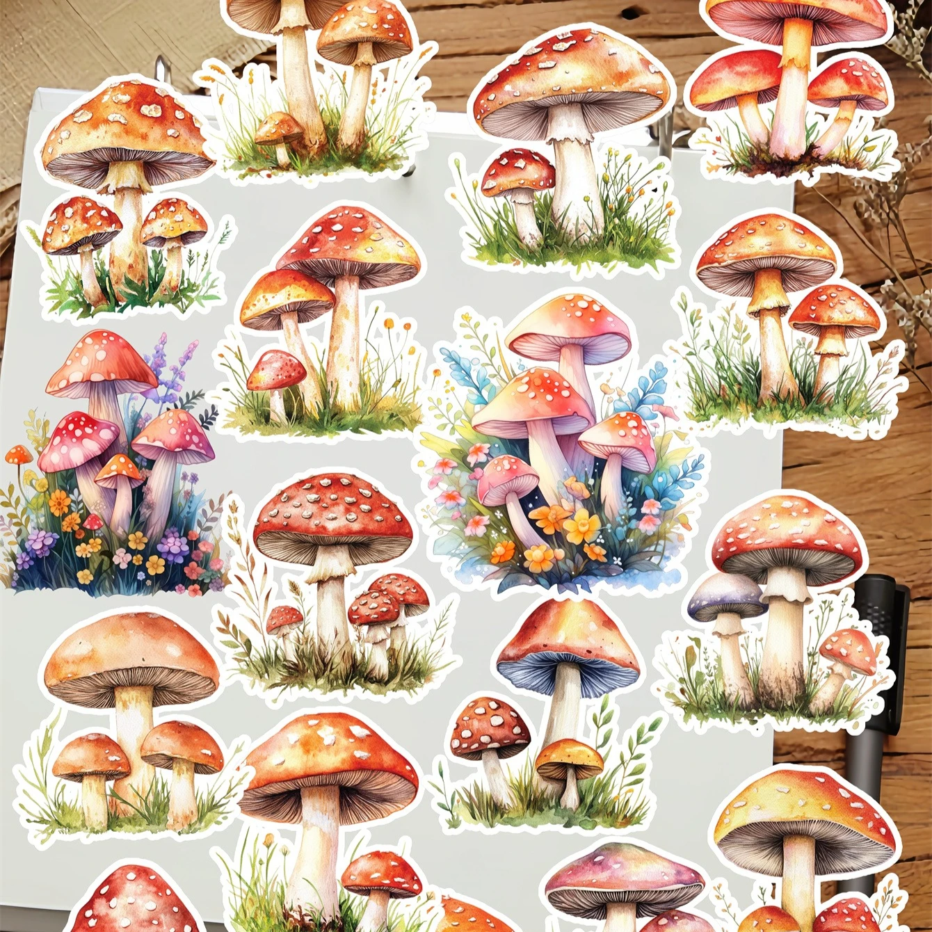 20pcs Cute Colorful mushrooms, plants, flowers Paper Stationery Stickers Srapbooking Album Diary Diy Decoration Label