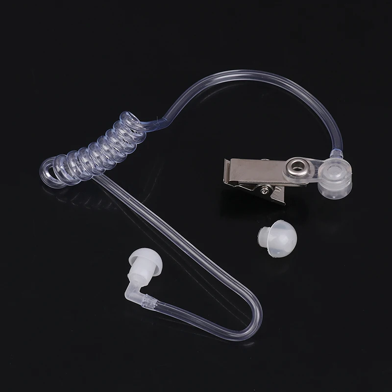 

Transparent Coil Air Tube Earplug for Two-Way Radio Headset Single Air Conduit Replacement with Metal Clip