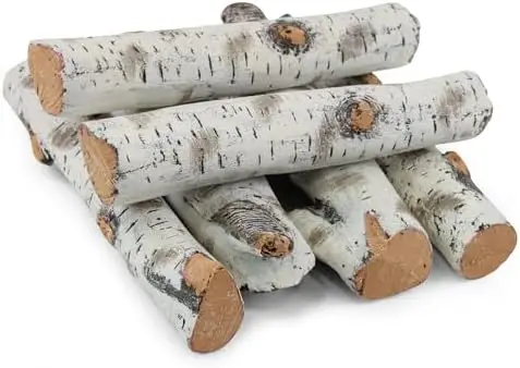 

Набор керамических брикетов для газовых каминов, имитирующих белую березу – 6 шт. (искусственное дерево) для вентилируемых и электрических каминов, для декора внутри и снаружи помещений