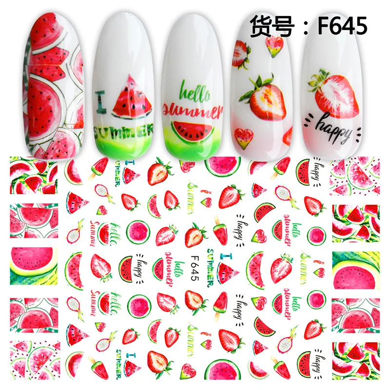 ฤดูใบไม้ผลิผลไม้ใบ3D เล็บ Art Decals Beach Shell Nail Art สติกเกอร์ DIY เล็บสติ๊กเกอร์เล็บอุปกรณ์