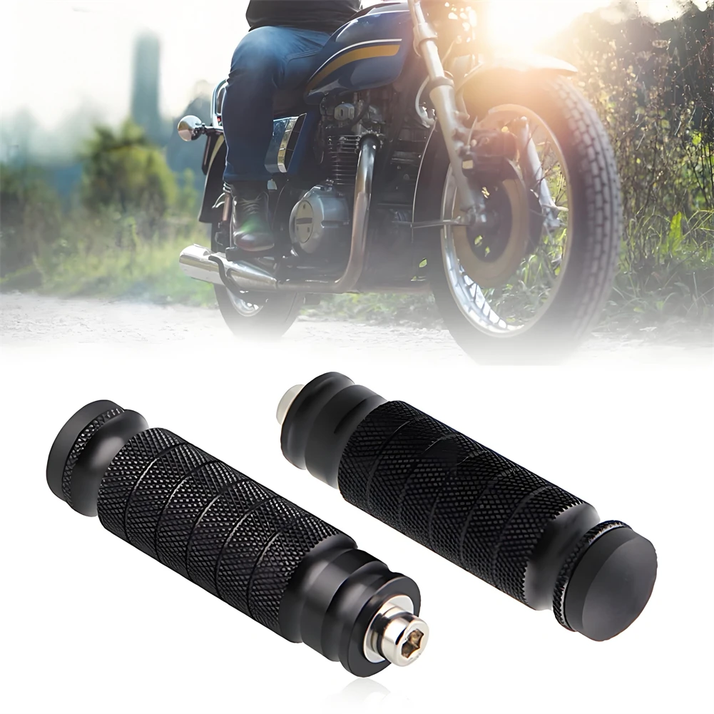 

2Pcs Motorbike Foot Pegs Aluminum Anti-Skid Motorbike Rearset Footrests Black Replacement Footrests