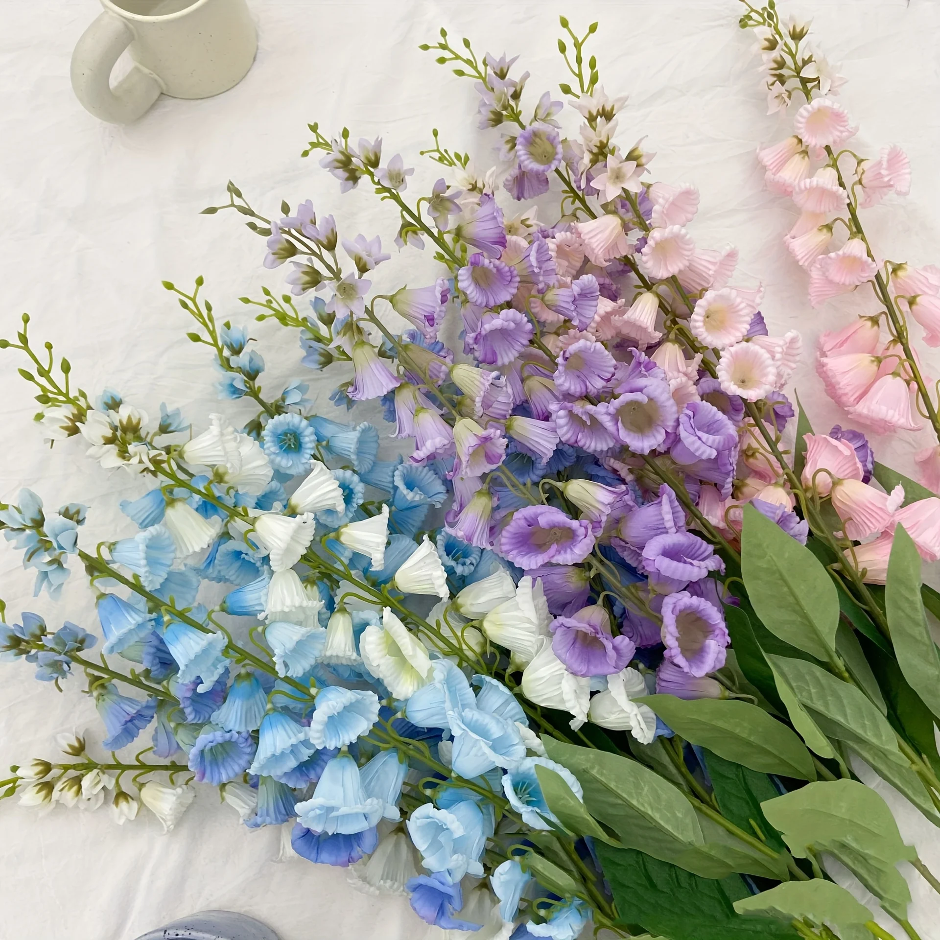 Branche longue de muguet blanche, fleurs artificielles pour décoration de printemps, de mariage, de maison, fausse couronne de fleurs françaises